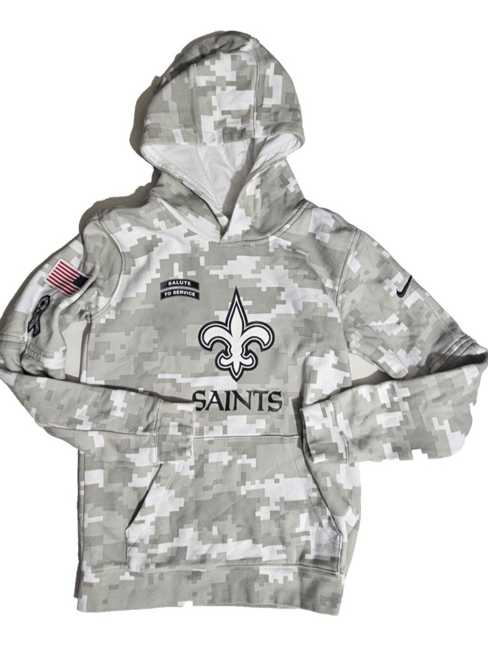 Nike Men' New Orleans Saints Salute to Service Arctic Camo Pullover Hoodie Large